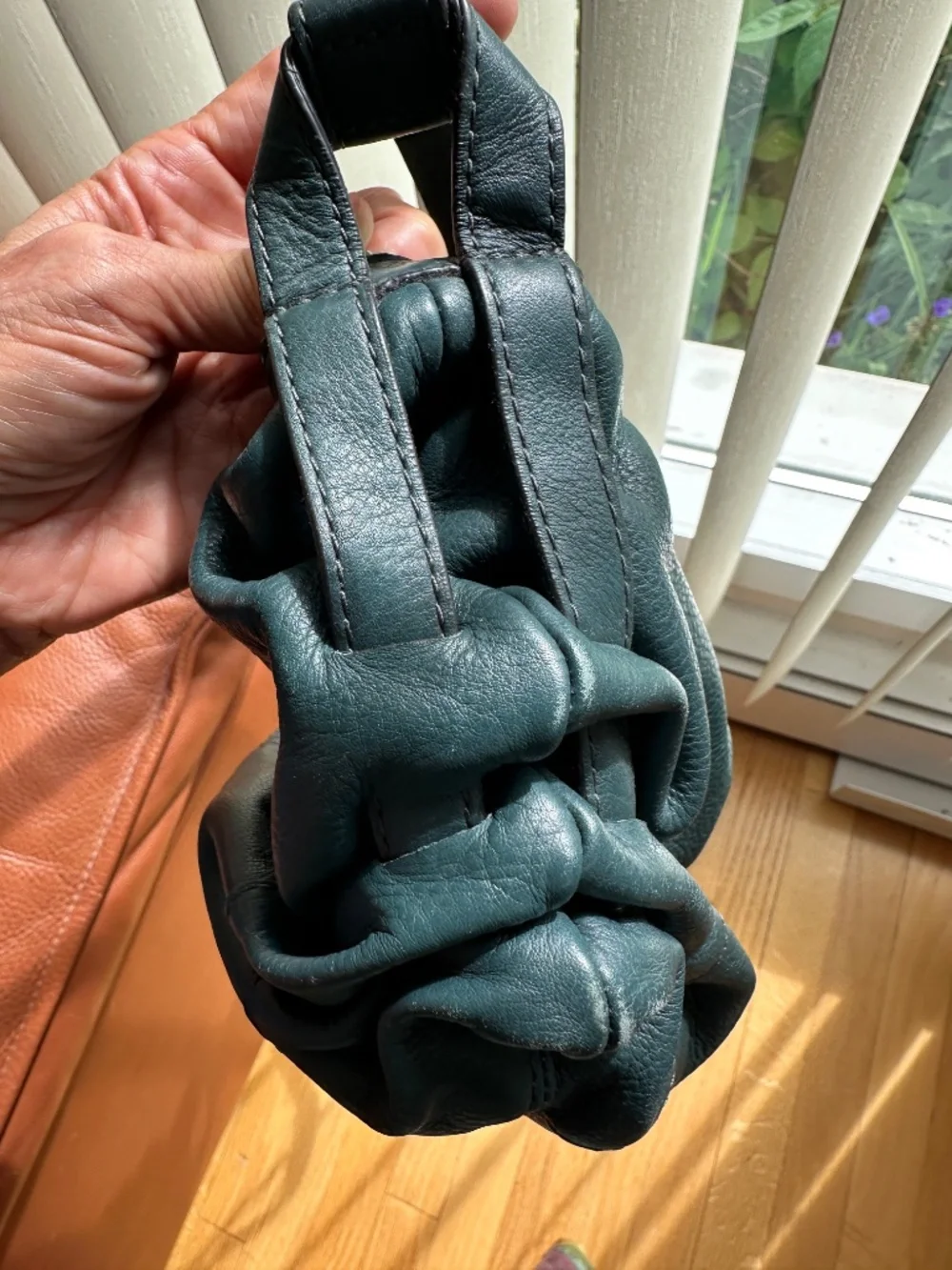 Banana Republic Leather Purse Cross Body Strap Teal Green